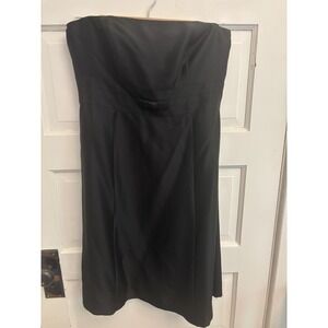 Ann Taylor Women's 100%‎ Silk Black Strapless Dress Formal Pleated Bow Size 8P